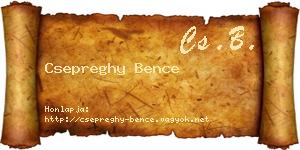 Csepreghy Bence névjegykártya